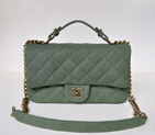 Chanel Classic Cannage Pattern Nubuck Leather Top Flap Bag A67622 Dark Green A67622