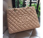 Chanel Classic Coco Bag Shoulder Apricot GST Caviar Leather A50995 Gold A50995