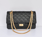 Chanel Classic Falp Bag Caviar Leather A28668 in Black with Gold Chain A28668