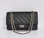 Chanel Classic Falp Bag Caviar Leather A28668 in Black with Silver Chain A28668
