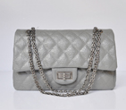 Chanel Classic Falp Bag Elephant Grain Calfskin Leather A28668 in Gray with Silver Chain A28668