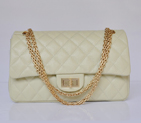 Chanel Classic Falp Bag Elephant Grain Calfskin Leather A28668 in Offwhite with Gold Chain A28668