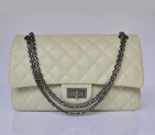Chanel Classic Falp Bag Elephant Grain Calfskin Leather A28668 in Offwhite with Silver Chain A28668