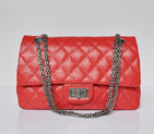 Chanel Classic Falp Bag Elephant Grain Calfskin Leather A28668 in Red with Silver Chain A28668