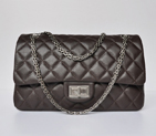 Chanel Classic Falp Bag Glazed Crackled Calfskin Leather A28668 in Coffee with Silver Chain A28668