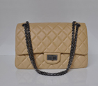 Chanel Classic Falp Bag Sheepskin Leather A28668 in Apricot with Antique Silver Chain A28668