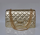 Chanel Classic Falp Bag Sheepskin Leather A28668 in Gold with Gold Chain A28668