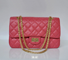 Chanel Classic Falp Bag Sheepskin Leather A28668 in Peach with Gold Chain A28668