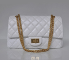 Chanel Classic Falp Bag Sheepskin Leather A28668 in White with Gold Chain A28668