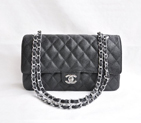 Chanel Classic Flap Bag 1113 Caviar leather in Black with Silver 1113