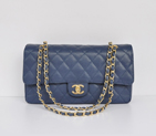 Chanel Classic Flap Bag 1113 Caviar leather in Light Blue with Gold 1113