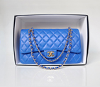 Chanel Classic Flap Bag 1113 Original Lambskin leather in Blue with Gold 1113