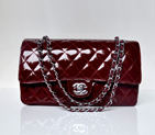 Chanel Classic Flap Bag 1113 Patent leather in Claret with Silver 1113