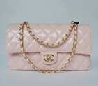 Chanel Classic Flap Bag 1113 Patent leather in Pink with Gold 1113