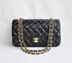 Chanel Classic Flap Bag 1113 Sheepskin leather in Black with Gold 1113