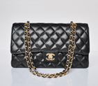 Chanel Classic Flap Bag 1113 Sheepskin leather in Black with Gold 1113