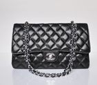 Chanel Classic Flap Bag 1113 Sheepskin leather in Black with Silver 1113