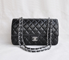 Chanel Classic Flap Bag 1113 Sheepskin leather in Black with Silver 1113