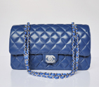 Chanel Classic Flap Bag 1113 Sheepskin leather in Blue with Silver 1113