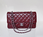 Chanel Classic Flap Bag 1113 Sheepskin leather in Claret with Silver 1113