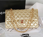 Chanel Classic Flap Bag 1113 Sheepskin leather in Gold with Multicolour CC Logo 1113