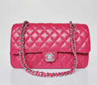 Chanel Classic Flap Bag 1113 Sheepskin leather in Rose with Silver 1113