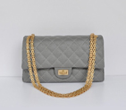 Chanel Classic Flap Bag A30226 elephantskin Gray with Antique Gold chain A30226