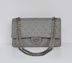 Chanel Classic Flap Bag A30226 elephantskin Gray with Antique Silver chain A30226