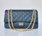 Chanel Classic Flap Bag A30226 elephantskin blue with gold chain 