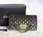 Chanel Classic Original Leather Jumbo Flap Bag 1113 Brown&Green&Cyan 1113