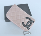 Chanel Combon Zip Around Wallet Sheepskin A167 Light Pink A167