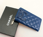 Chanel Combon Zip Around Wallet Sheepskin C50078 Blue C50078