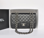 Chanel Jumbo Classic Original Caviar leather Flap Bag A36076 Black with Silver A36076