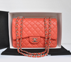 Chanel Jumbo Classic Original Lambskin leather Flap Bag A36076 Orange-red A36076
