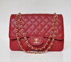 Chanel Jumbo Quilted Classic Caviar Leather Flap Bag A58600 Claret in Gold A58600