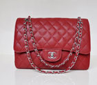 Chanel Jumbo Quilted Classic Caviar Leather Flap Bag A58600 Claret in Silver A58600
