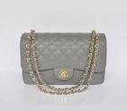 Chanel Jumbo Quilted Classic Caviar leather Flap Bag A58600 Gray Gold A58600