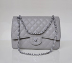 Chanel Jumbo Quilted Classic Caviar leather Flap Bag A58600 Gray in Silver A58600