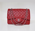 Chanel Jumbo Quilted Classic Caviar leather Flap Bag A58600 Red Silver A58600