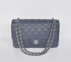 Chanel Jumbo Quilted Classic Caviar leather Flap Bag A58600 Royalblue Silver A58600