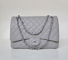 Chanel Jumbo Quilted Classic Caviar leather Flap Bag A58601 Gray in Silver A58601