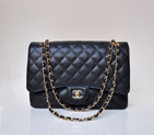 Chanel Jumbo Quilted Classic Caviar leather Flap Bag A58601 black Gold inside black A58601