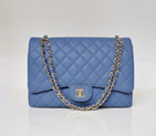 Chanel Jumbo Quilted Classic Caviar leather Flap Bag A58601 blue Gold A58601
