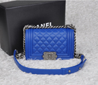 Chanel LE Boy 2014 Flap Shoulder Bag Original Sheepskin Leather A67063 Medium Blue A67063