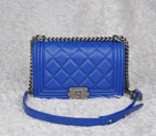 Chanel Le Boy 2014 Flap Shoulder Bag Original Leather A92105 Medium Blue A92105