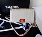 Chanel Le Boy 2014 Flap Shoulder Bag in Original Calf Leather A5626 Beige A5626