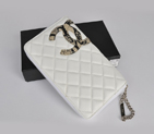 Chanel Leather Snake CC Logo Long Zipper Wallet 26710 White 26710