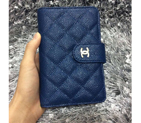 Chanel Matelasse Bi-Fold Wallet Caviar Leather A50073 Blue A50073