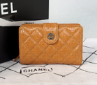 Chanel Matelasse Bi-Fold Wallet Glazed Crackled Leater C004 Apricot C004
