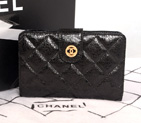 Chanel Matelasse Bi-Fold Wallet Glazed Crackled Leater C004 Black with Gold C004